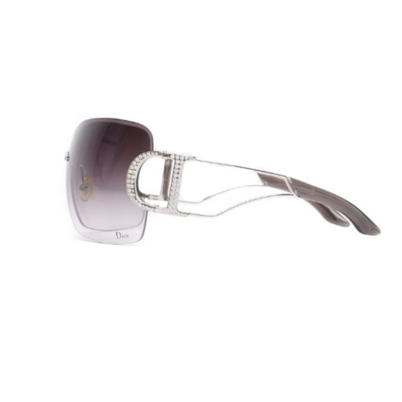 Vintage Christian Dior Diorly 1 Shield Sunglasses Crystals Y2K 00s Galliano - Picture 5 of 14